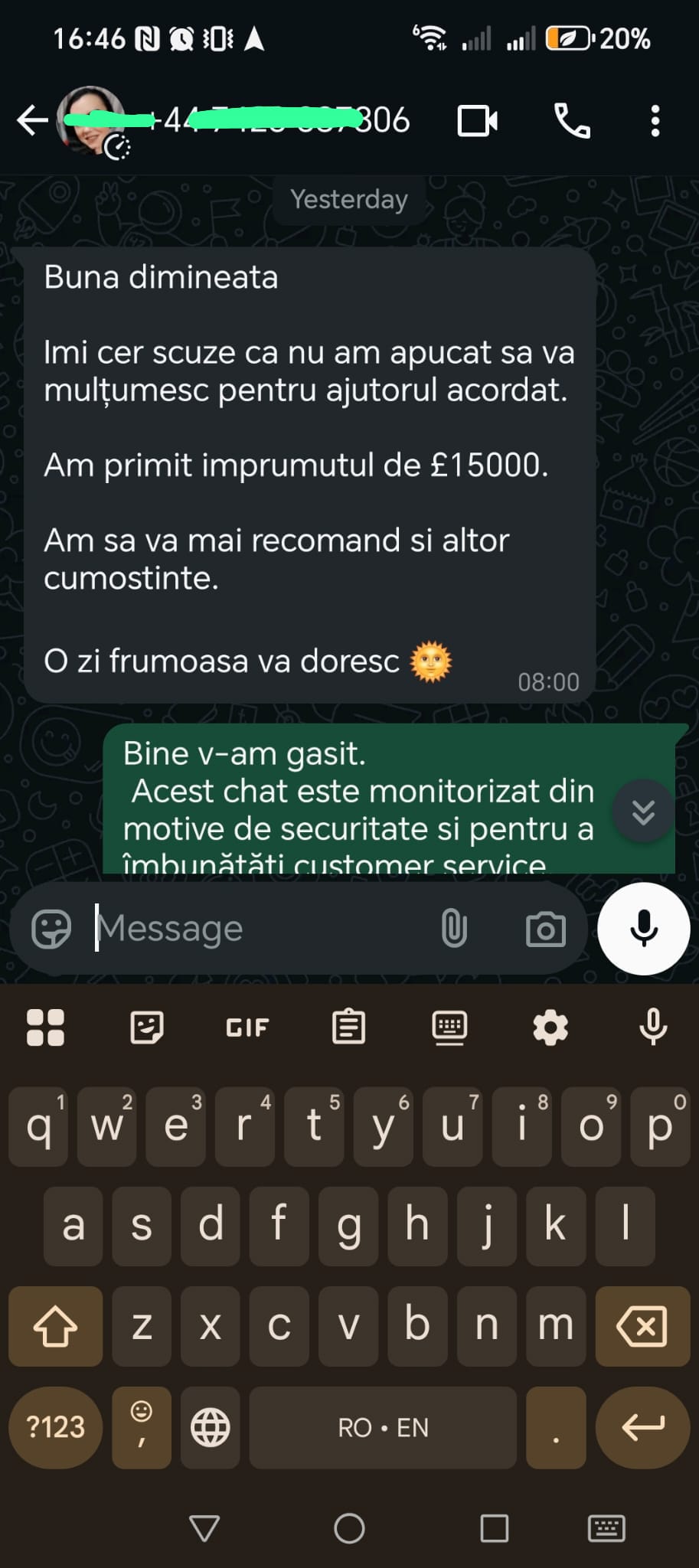 Conversație cu un client ajutat