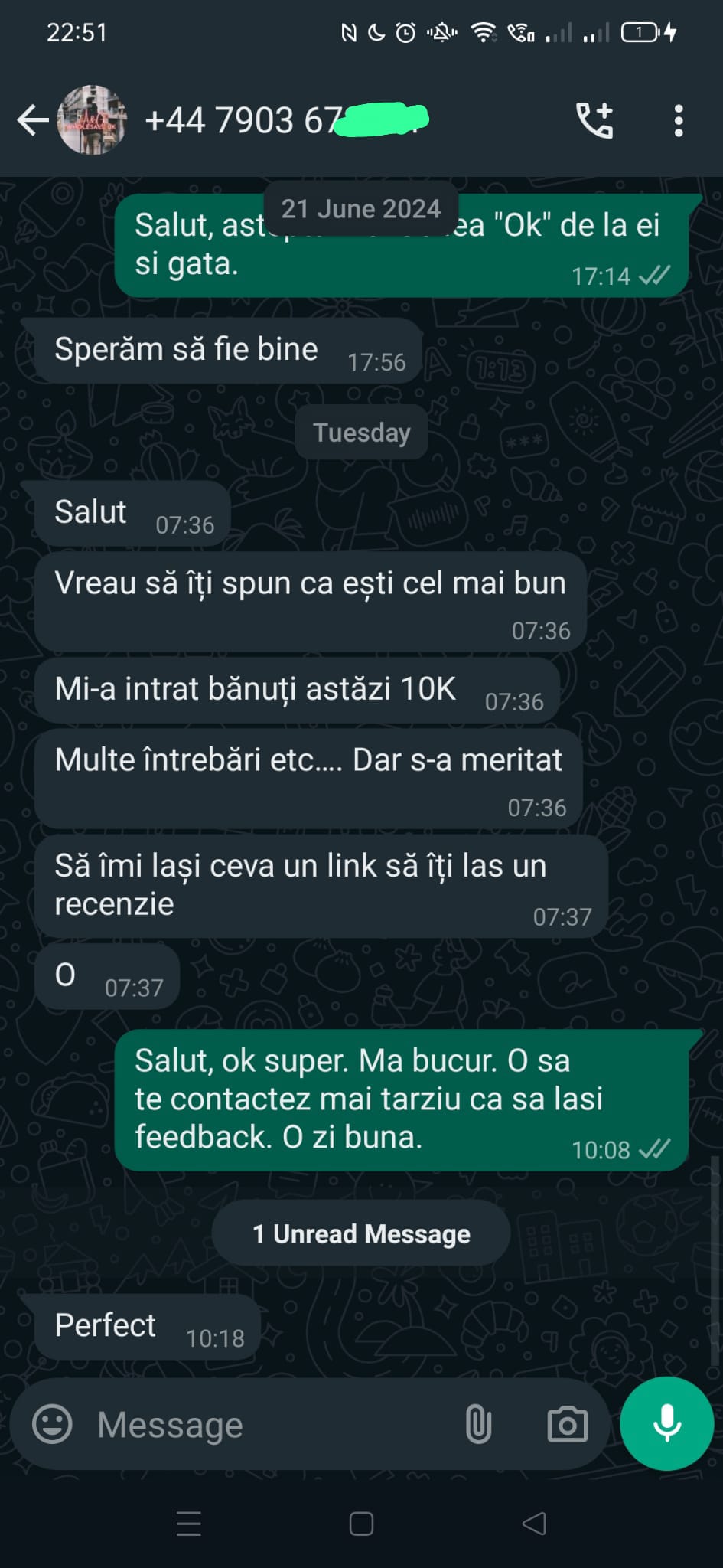 Conversație cu un client ajutat