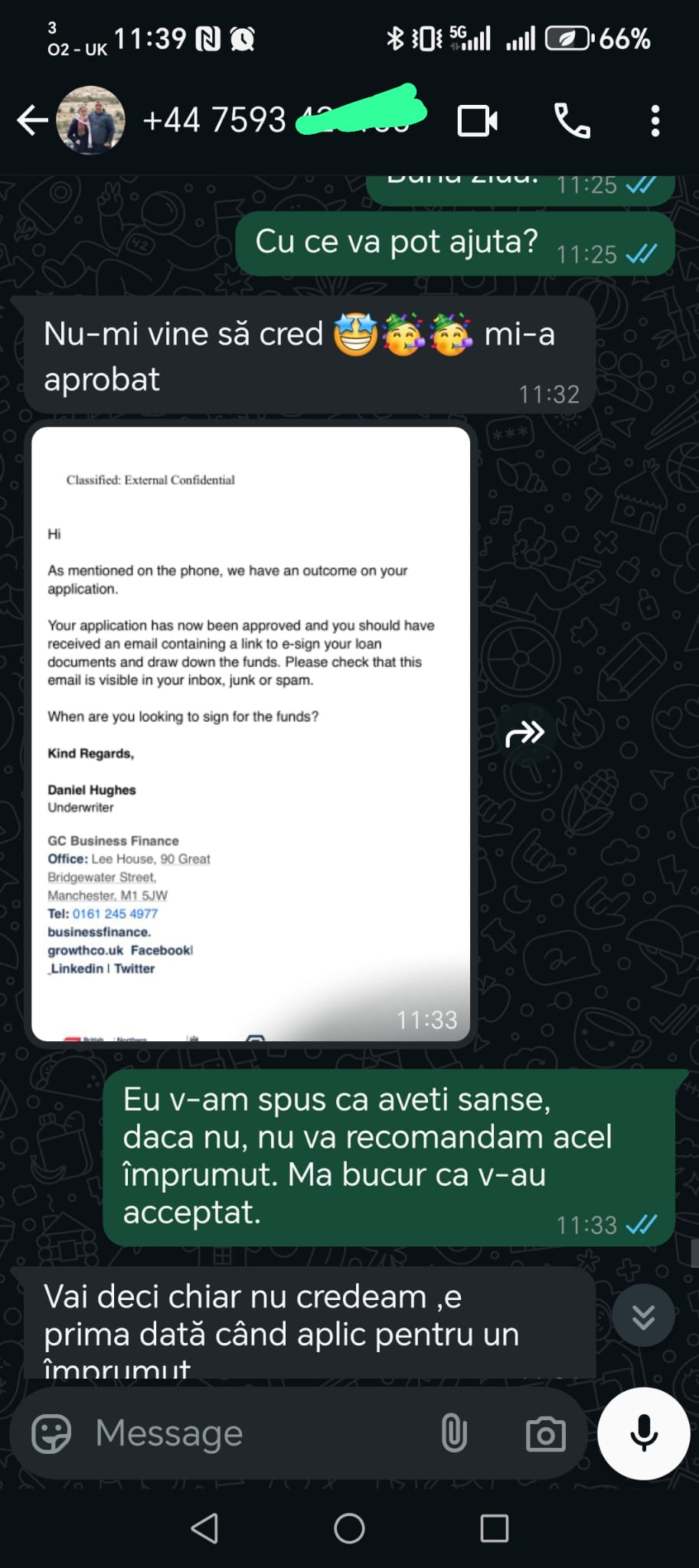 Conversație cu un client ajutat
